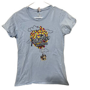 DISNEY PIXAR UP Adventure is out There Womens T-SHIRT Baby Tee S light blue